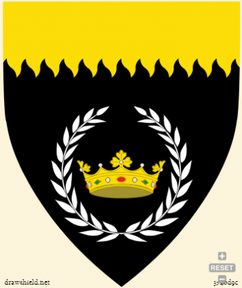 sable a chief rayonny or a crown or environed of a laurel wreath argent 